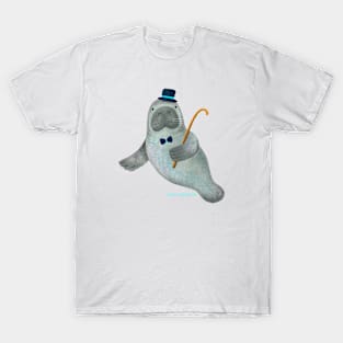 Manatee dancer with bowtie, hat and stick T-Shirt